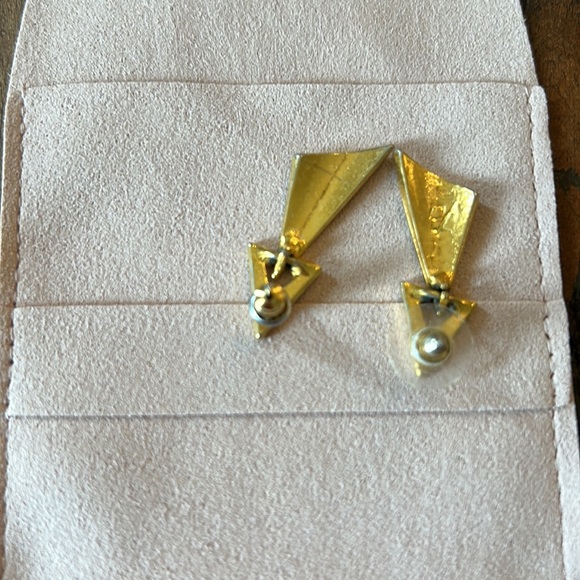 Vintage green and gold mod earrings - Picture 2 of 4